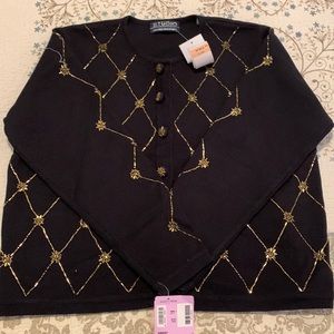 Cardigan, black with gold beadwork